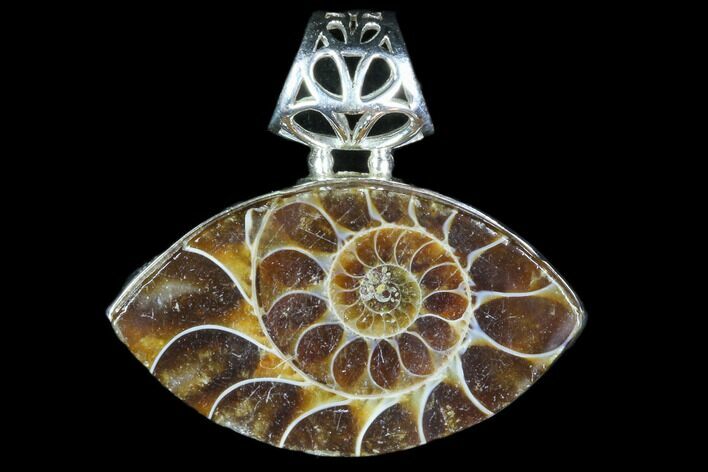 Ammonite Fossil Pendant - Sterling Silver #82225